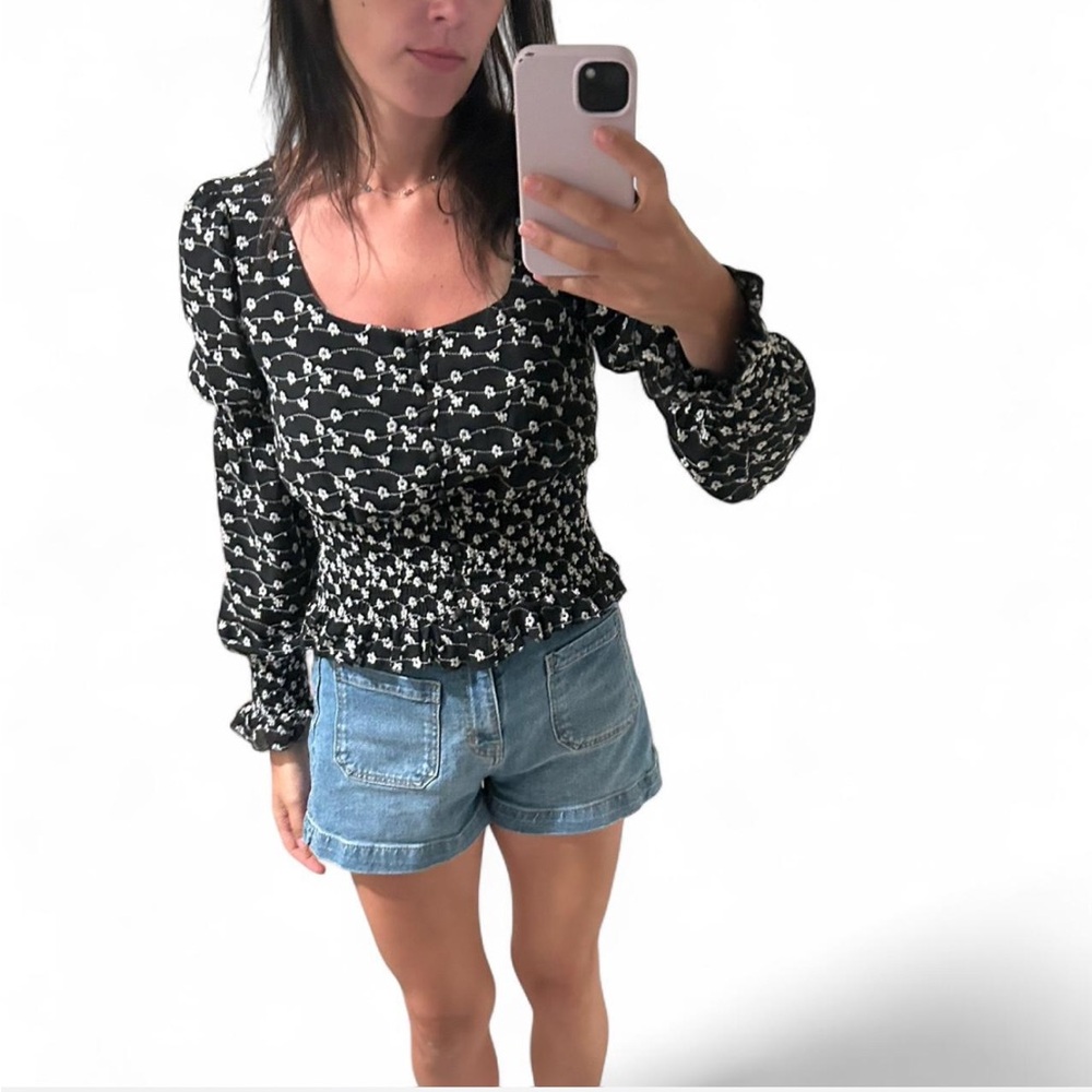 Black Floral Women's Top